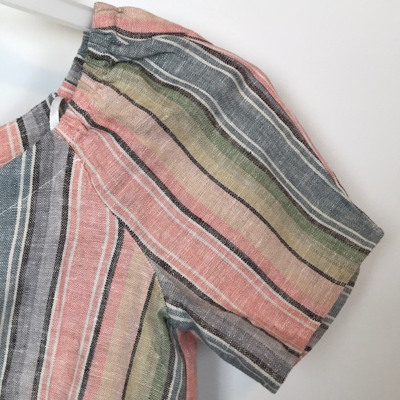 Anthropologie DREW Rainbow Linen Tie Front Blouse Size S NWT - Picture 3 of 7